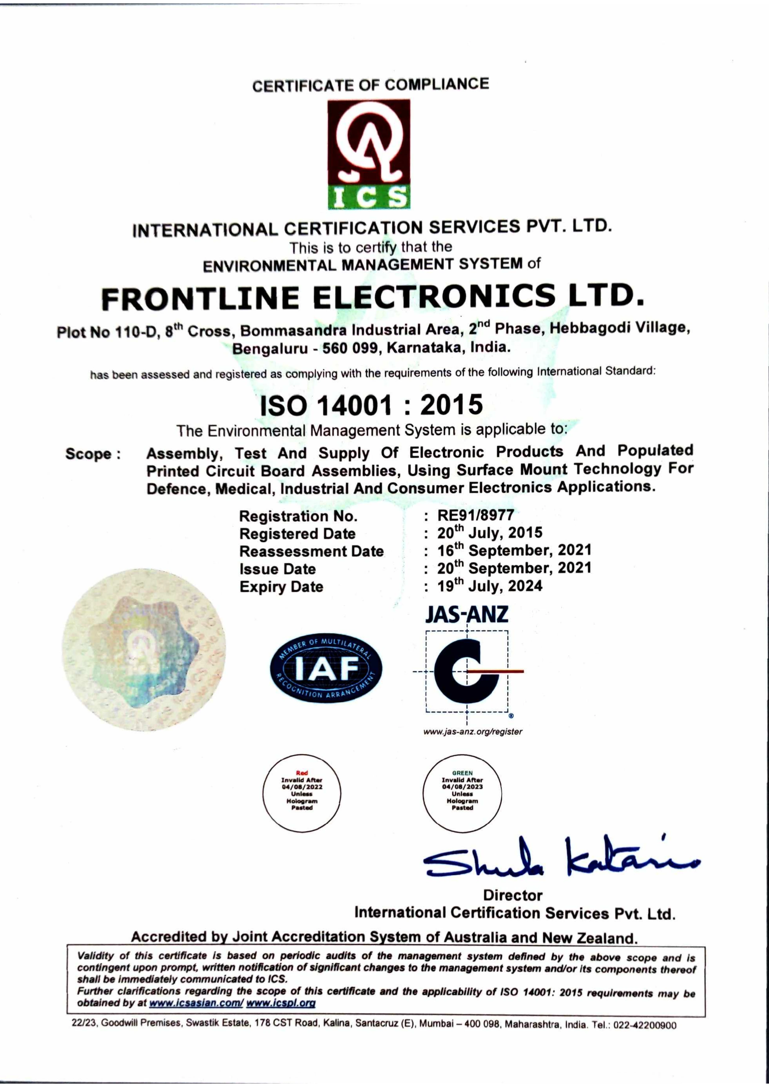 Bengaluru ISO 14001 certification