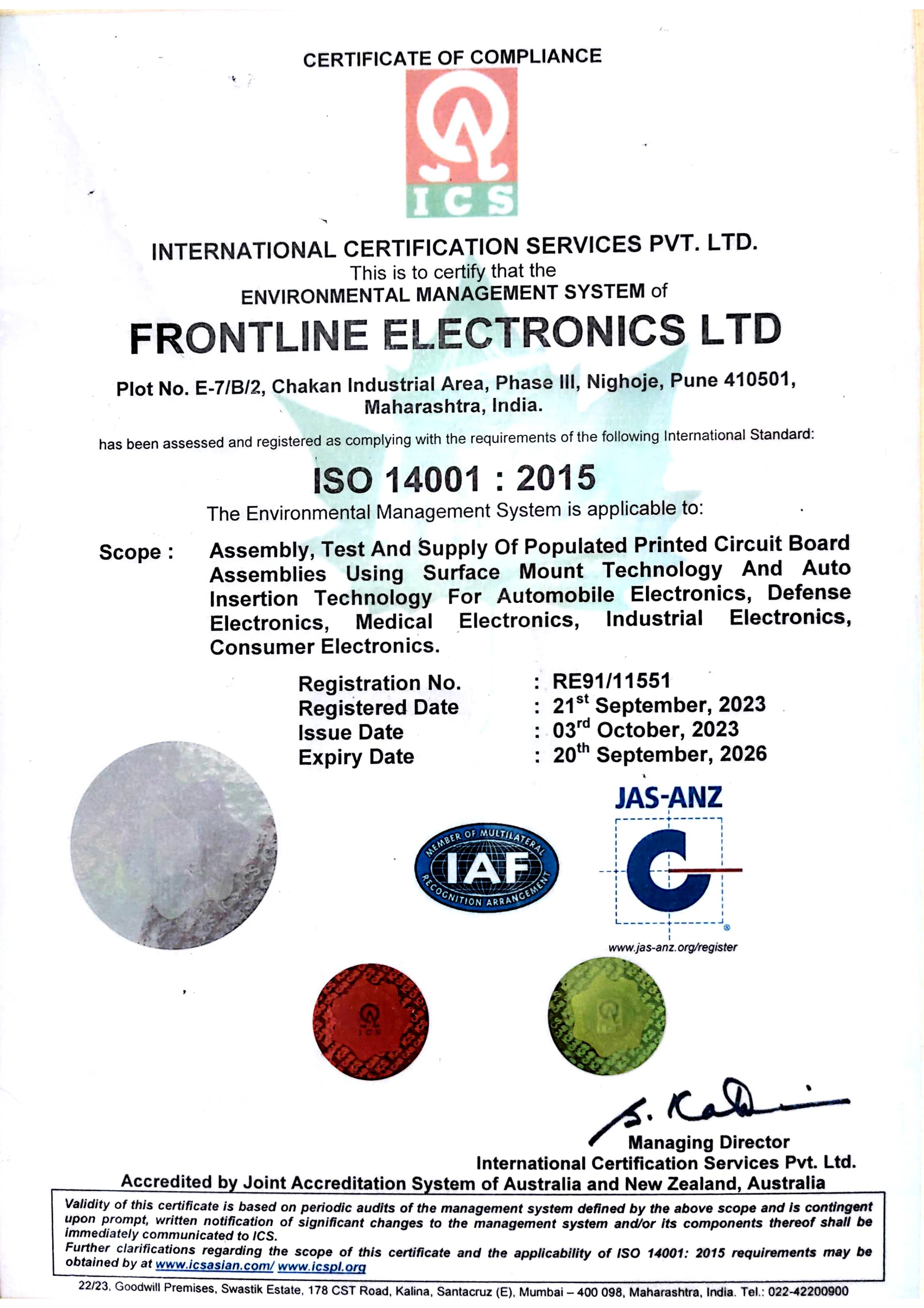 Pune ISO 9001 certification