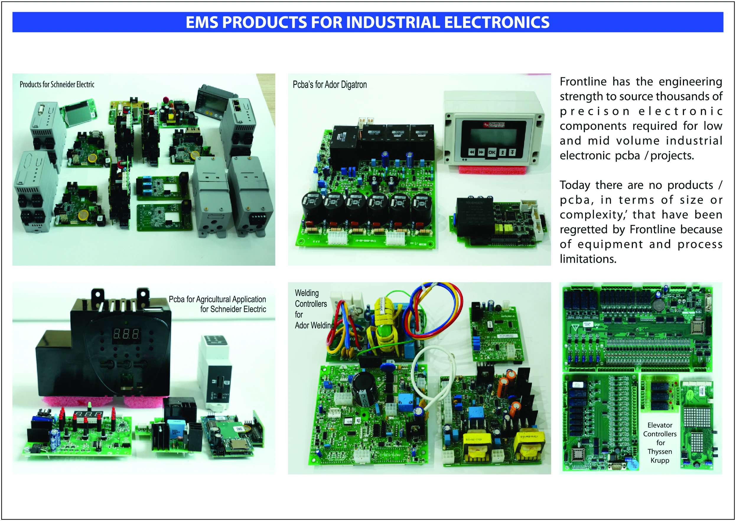 EMS products for industrial electronics